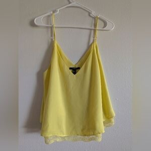 Forever 21 Butter Yellow Tank Top Womens Size Large Dress Shirt Lace Detail